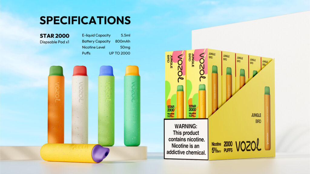 Vozol Star 2000 Gummy Bear Disposable Vape 2000 Puff, ayıcıklı yummy şekerleme tadıyla 2000 puff çekim sunan Vozol Star serisi tek kullanımlık elektronik