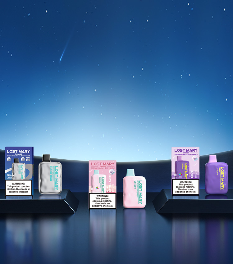 LOST MARY OS5000 & 4000 disposable vape adopts an ergonomic design for a handy and ultimate grip. Up to 5000/4000 puffs. It is rechargeable and durable.