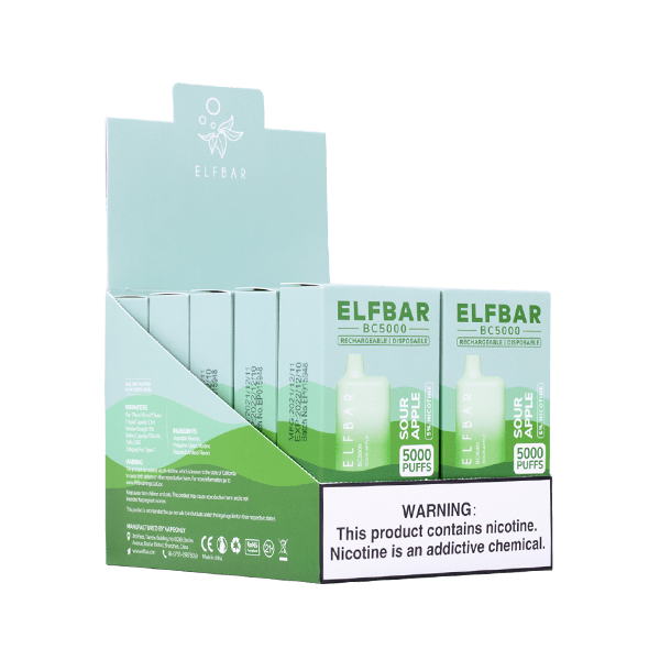 Alternative view of Elf bar Sour Apple EB BC5000 Retail price Official
