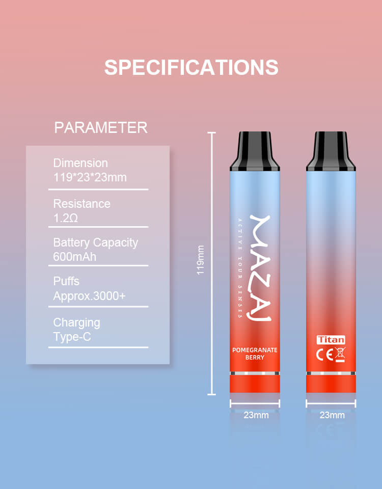 Alternative view of MAZAJ Titan 3000 Disposable Pod Device vape