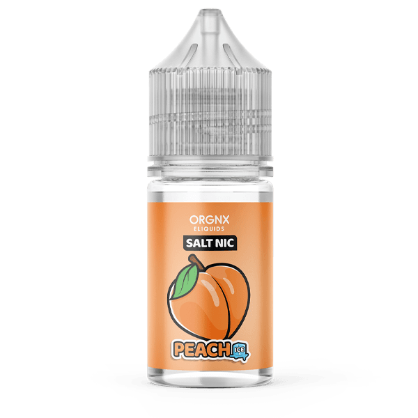 Peach Ice SALT by ORGNX eLiquids takes a reduction of juiced peaches to create a nicotine salt blend treated with a strong serving of Arctic menthol.Peach Ice is ORGNX's delicious creation of a peach flavored e-liquid. Blending juicy sweet peach flavoring with a hints of menthol