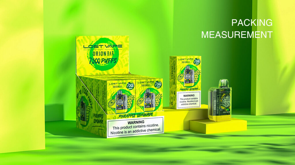 18mL Prefilled E-Liquid CapacityIntegrated 650mAh Battery5% Nicotine ConcentrationApproximately 7500 PuffsDraw-Activated Firing MechanismAdjustable Airflow Lost Vape is coming with Orion Bar. An excellent disposable vape that delivers 7500 mouthful puffs in feather-weight body. It's prefilled with 18mL e-liquid