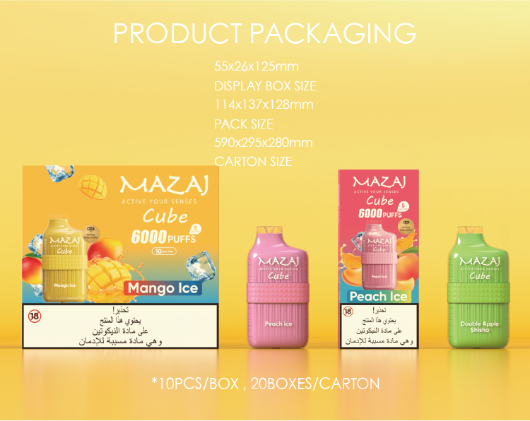 سحبة مزاج 6000 موشة كوب تفاحتين mazaj cube 6000 puffs ... الرئيسية › سحبات جاهز mazaj cube 6000” سحبة مزاج كوب 6000 موش Mazaj Cube. سعة بطارية 650 mAh; سائل الكتروني 13 مل; 6000 موش; قابلة للشحن Type-c; مرفق مع الجهاز تعليقة; تحكم بفتحة الهواء Airflow