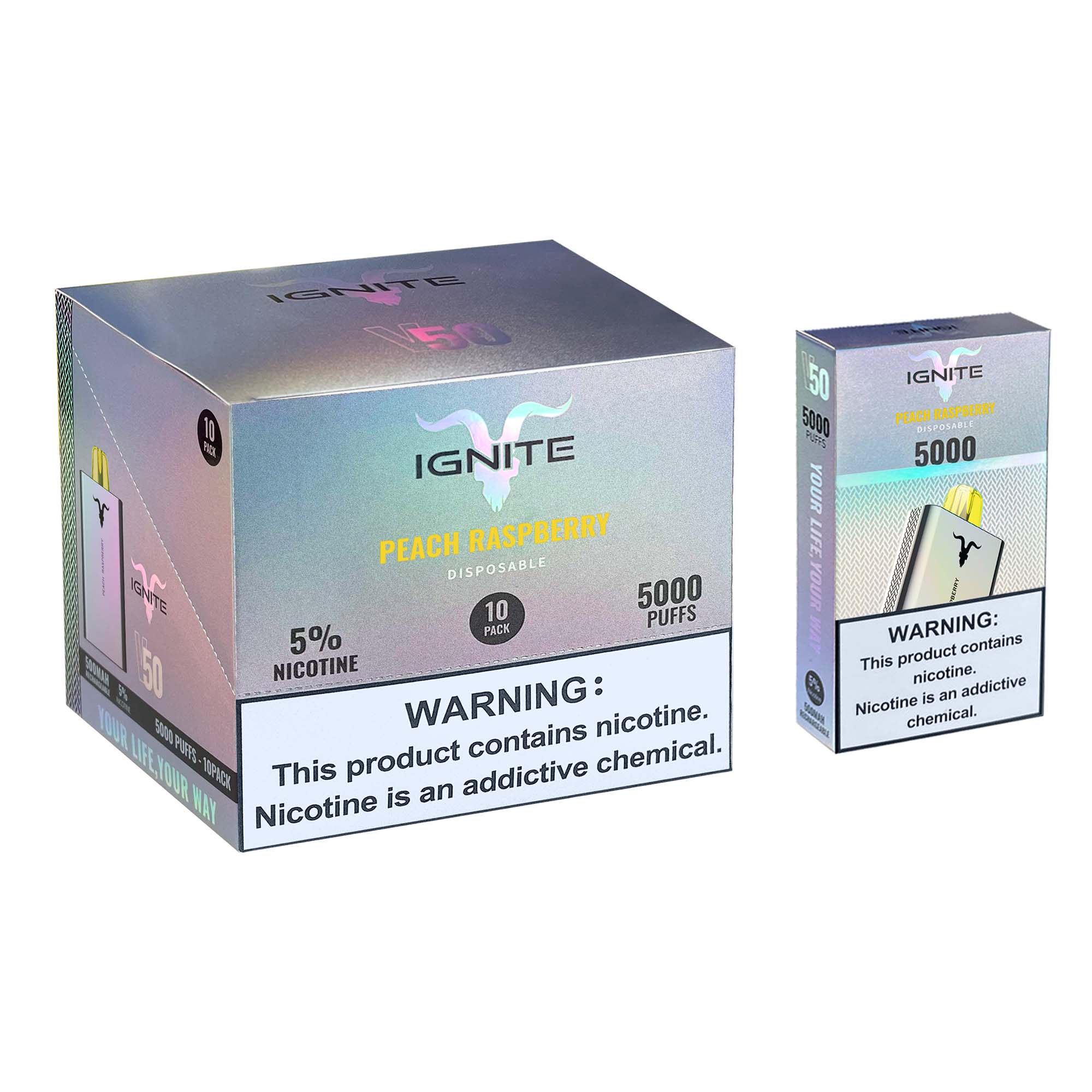 Disposable and discreet, IGNITE's disposable V15 Vape Pens come in assortment of flavors. Each pen comes pre-filled with 5% synthetic nicotine for 1500