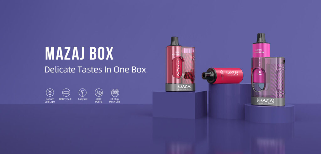 Mazaj Box pod by Now, 1 Pcs/Pack, 3000 Puffs, 20mg and 50mg, ET Chip Mesh Coil. Mazaj Box Device. Compare. Bottom Led Light; USB Type C; Lanyard; 500mAh; pods not included