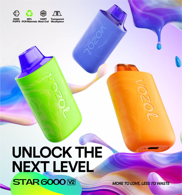Star 6000 V2. Features. 65% PCR Materials; New Oil Conduction Solution; 14ML & 500mAh. Optional Flavors. Watermelon Bubble Gum. Watermelon Ice.
