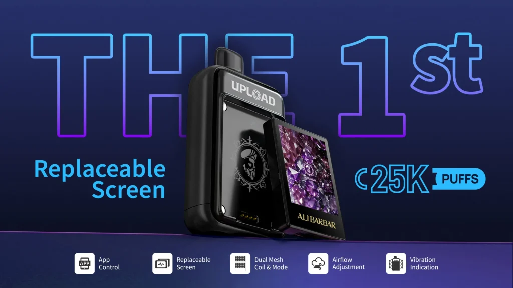 The Alibarbar Upload 25000 Puffs Disposable Vape offers an ultimate vaping experience with long-lasting performance, large e-liquid capacity, dual mesh coil